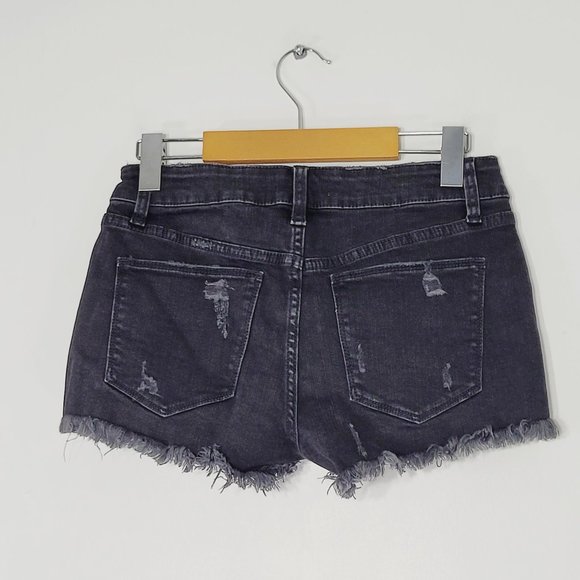 Zara Authentic Denim Jean Shorts Black Cut Off Raw Hem Distressed Pockets Size 4 - Picture 8 of 11